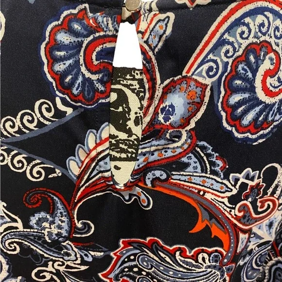 New Directions Size Large Cold Shoulder Comfortable Blue Dress Top - Picture 6 of 6